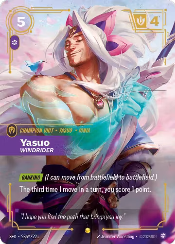 Yasuo, Windrider (Signature) (235*/221), Spiritforged — Riftbound card price