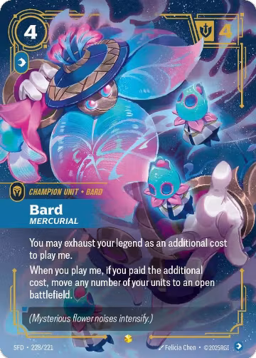 Bard, Mercurial (Overnumbered) (228/221), Spiritforged — Riftbound card price