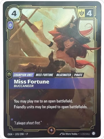 Miss Fortune, Buccaneer (193/298), Riftbound Organized Play Promotional Cards — Riftbound card price