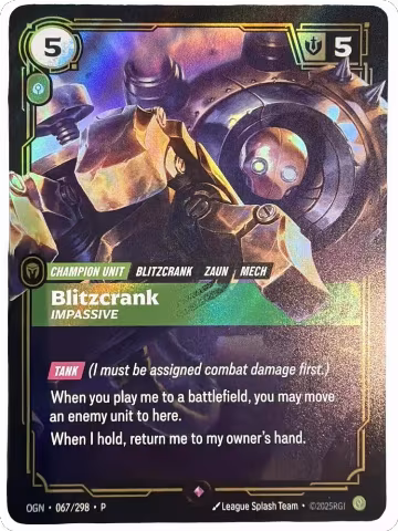 Blitzcrank, Impassive (067/298), Riftbound Organized Play Promotional Cards — Riftbound card price