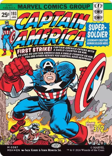 Captain America, Super-Soldier (Borderless) (0387) (387), Marvel Super Heroes — Magic card price