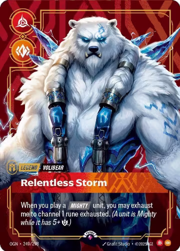 Volibear, Relentless Storm (Metal) (Best Of) (249/298), Riftbound Organized Play Promotional Cards — Riftbound card price