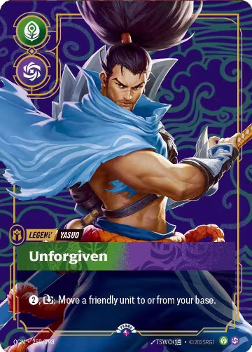 Yasuo, Unforgiven (Metal) (Best Of) (259/298), Riftbound Organized Play Promotional Cards — Riftbound card price