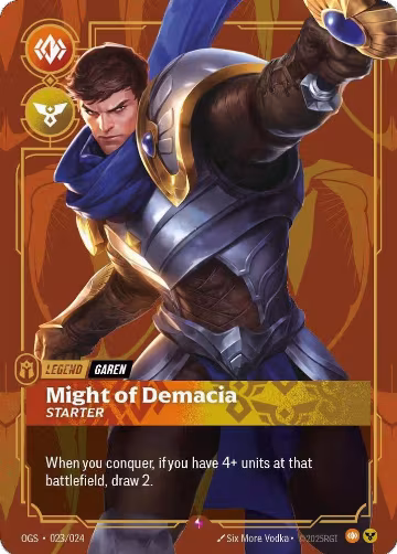 Garen, Might of Demacia (Metal) (Best Of) (023/024), Riftbound Organized Play Promotional Cards — Riftbound card price
