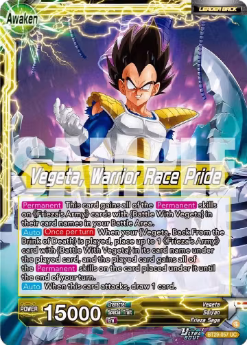 Vegeta // Vegeta, Warrior Race Pride (BT29-057), Fearsome Rivals — DB Super card price