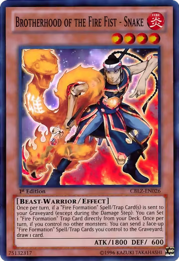 Brotherhood of the Fire Fist - Snake (CBLZ-EN026), Cosmo Blazer — Yu-Gi-Oh! card price