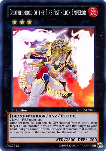 Brotherhood of the Fire Fist - Lion Emperor (CBLZ-EN099), Cosmo Blazer — Yu-Gi-Oh! card price