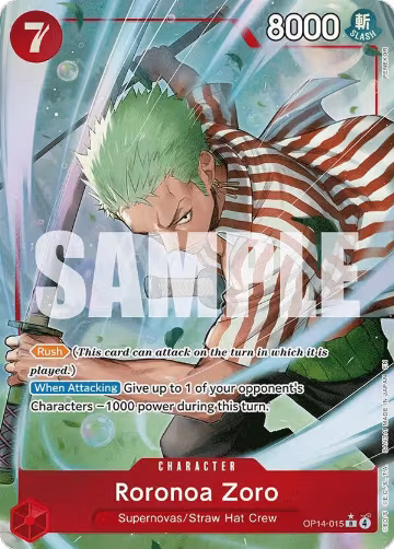 Roronoa Zoro - OP14-015 (Alternate Art) (OP14-015), The Azure Sea's Seven — One Piece card price