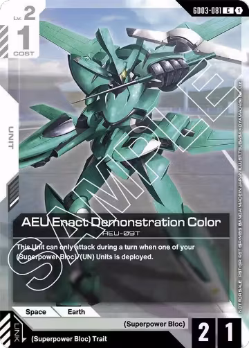 AEU Enact Demonstration Color (Store Tournament Participant Pack 03) (GD03-081), Gundam Promotional Cards — Gundam card price
