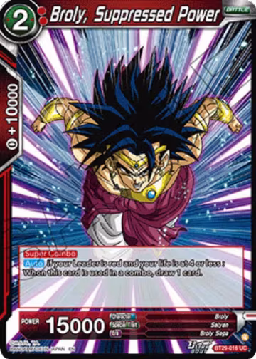 Broly, Suppressed Power (BT29-016), Fearsome Rivals — DB Super card price