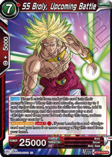 SS Broly, Upcoming Battle (BT29-018), Fearsome Rivals — DB Super card price