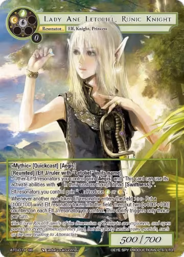 Lady Ane Letoliel, Runic Knight (ATD-014 SR), Antechamber of the Ten Dimensions — Force of Will card price