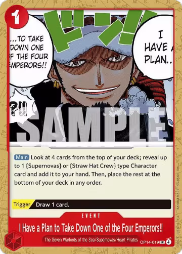 I Have a Plan to Take Down One of the Four Emperors!! (OP14-019), The Azure Sea's Seven — One Piece card price