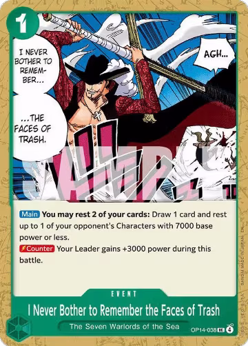 I Never Bother to Remember the Faces of Trash (OP14-038), The Azure Sea's Seven — One Piece card price