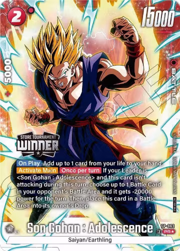 Son Gohan : Adolescence (Tournament Pack -Winner- 09) (FP-063), Tournament and Championship Promos — DB Fusion card price