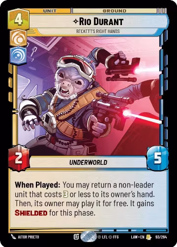 Rio Durant - Beckett's Right Hands (93/264), A Lawless Time — Star Wars card price