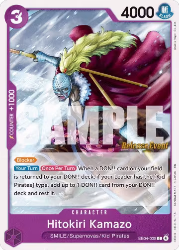 Hitokiri Kamazo (EB04-035), The Azure Sea's Seven Release Event Cards — One Piece card price