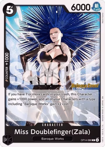 Miss Doublefinger(Zala) (OP14-086), The Azure Sea's Seven Release Event Cards — One Piece card price