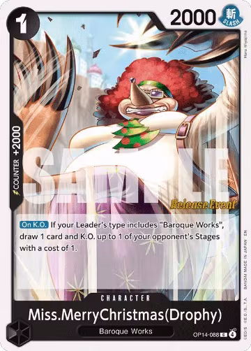 Miss.MerryChristmas(Drophy) (OP14-088), The Azure Sea's Seven Release Event Cards — One Piece card price