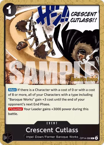 Crescent Cutlass (OP14-098), The Azure Sea's Seven Release Event Cards — One Piece card price