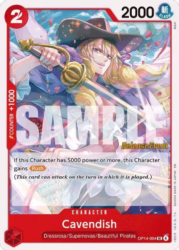Cavendish (OP14-004), The Azure Sea's Seven Release Event Cards — One Piece card price