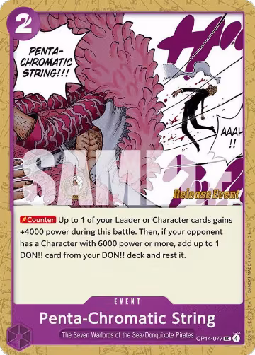 Penta-Chromatic String (OP14-077), The Azure Sea's Seven Release Event Cards — One Piece card price