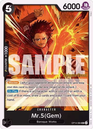 Mr.5(Gem) (OP14-094), The Azure Sea's Seven Release Event Cards — One Piece card price