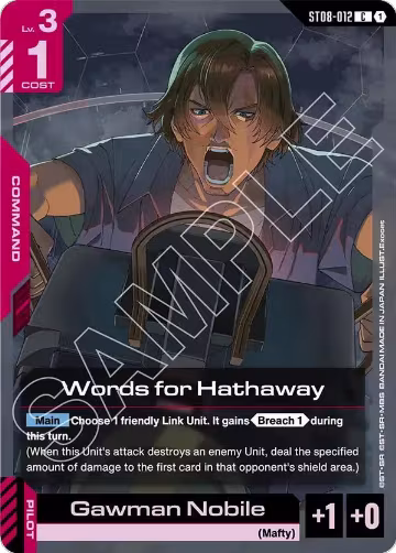 Words for Hathaway (ST08-012), Starter Deck 08: Flash of Radiance — Gundam card price