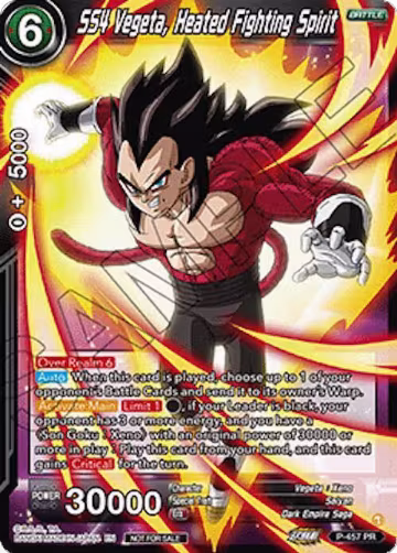 SS4 Vegeta, Heated Fighting Spirit (Ultra-Bout Series Tournament Pack Vol.1) (P-457), Tournament Promotion Cards — DB Super card price