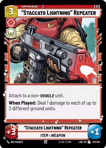 "Staccato Lightning" Repeater (187/264), A Lawless Time — Star Wars card price