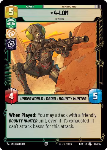 4-LOM - Devious (65/264), A Lawless Time — Star Wars card price