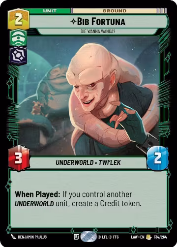 Bib Fortuna - Die Wanna Wanga? (134/264), A Lawless Time — Star Wars card price
