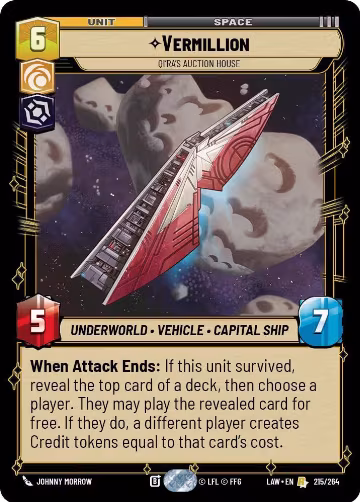Vermillion - Qi'Ra's Auction House (215/264), A Lawless Time — Star Wars card price