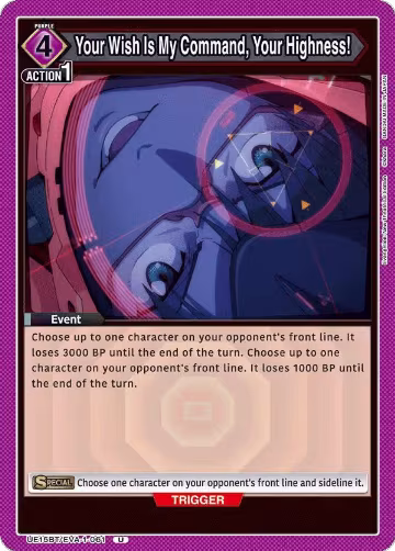 Your Wish Is My Command, Your Highness! (UE15BT/EVA-1-061), Evangelion: New Theatrical Edition — Union Arena card price