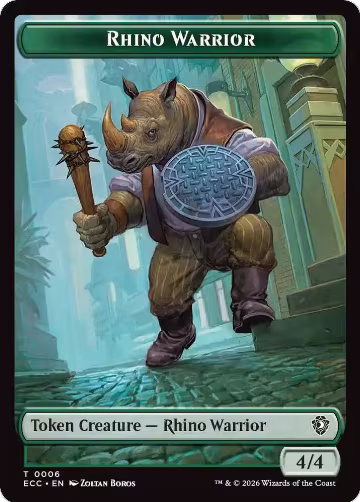 Rhino Warrior // Elemental (0010) Double-Sided Token (6 // 10), Commander: Lorwyn Eclipsed — Magic card price