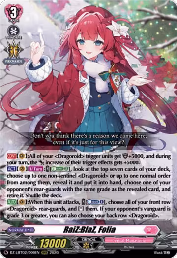 RaiZ:BlaZ, Folia (DZ-LBT02/006EN), DZ-LBT02: Lyrical Monasterio Season of Wonders — Vanguard card price