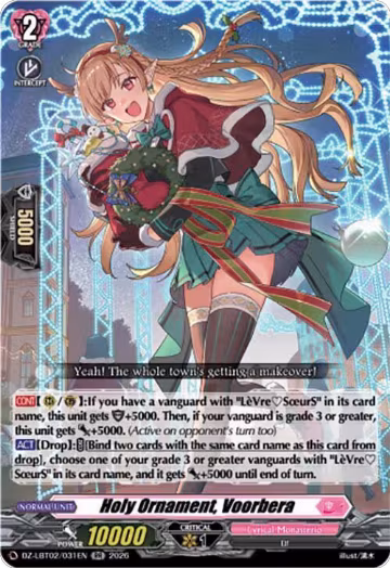 Holy Ornament, Voorbera (DZ-LBT02/031EN), DZ-LBT02: Lyrical Monasterio Season of Wonders — Vanguard card price