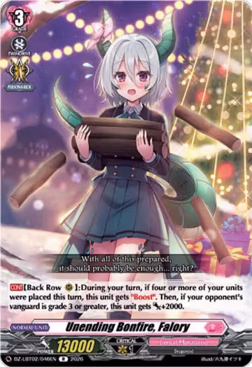 Unending Bonfire, Falory (DZ-LBT02/046EN), DZ-LBT02: Lyrical Monasterio Season of Wonders — Vanguard card price