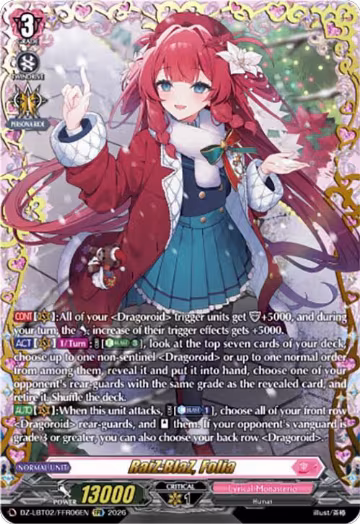 RaiZ:BlaZ, Folia (FFR) (DZ-LBT02/FFR06EN), DZ-LBT02: Lyrical Monasterio Season of Wonders — Vanguard card price