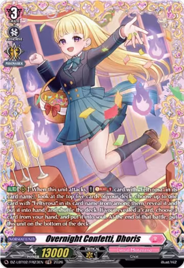 Overnight Confetti, Dhoris (FR) (DZ-LBT02/FR23EN), DZ-LBT02: Lyrical Monasterio Season of Wonders — Vanguard card price
