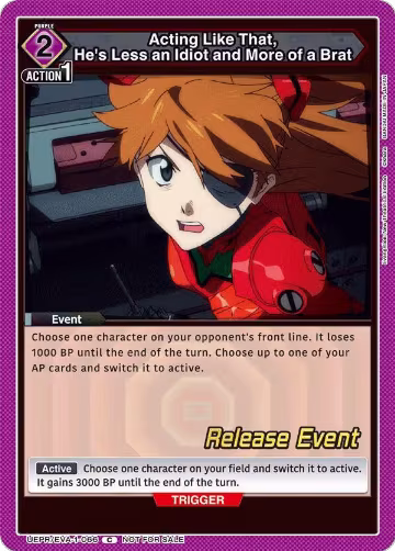 Acting Like That, He's Less an Idiot and More of a Brat (UEPR/EVA-1-066), Evangelion: New Theatrical Edition Release Event Cards — Union Arena card price