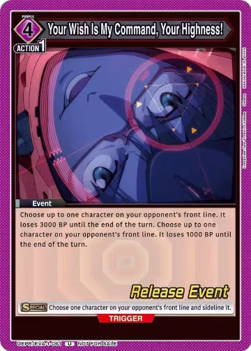 Your Wish Is My Command, Your Highness! (UEPR/EVA-1-061), Evangelion: New Theatrical Edition Release Event Cards — Union Arena card price