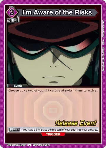 I'm Aware of the Risks (UEPR/EVA-1-067), Evangelion: New Theatrical Edition Release Event Cards — Union Arena card price