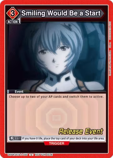 Smiling Would Be a Start (UEPR/EVA-1-100), Evangelion: New Theatrical Edition Release Event Cards — Union Arena card price
