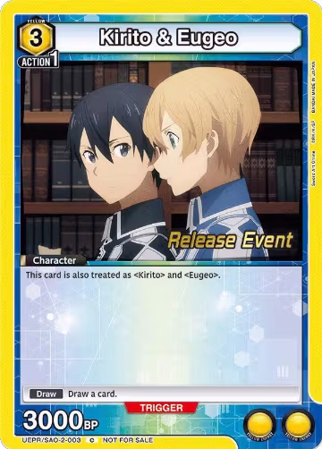 Kirito & Eugeo (UEPR/SAO-2-003), UEX06BT: Sword Art Online Vol.2 Release Event Cards — Union Arena card price