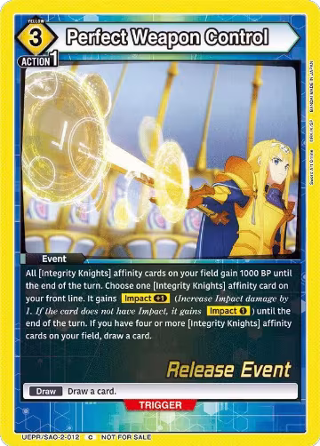 Perfect Weapon Control (UEPR/SAO-2-012), UEX06BT: Sword Art Online Vol.2 Release Event Cards — Union Arena card price