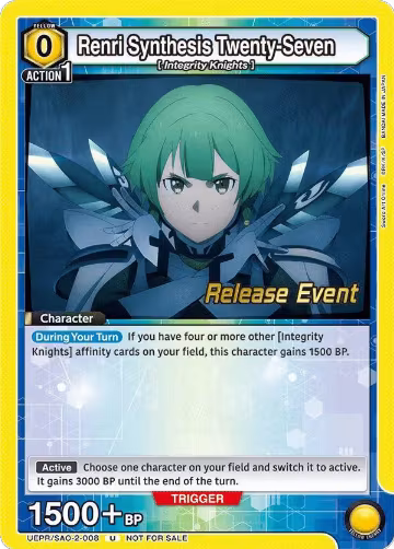 Renri Synthesis Twenty-Seven (UEPR/SAO-2-008), UEX06BT: Sword Art Online Vol.2 Release Event Cards — Union Arena card price