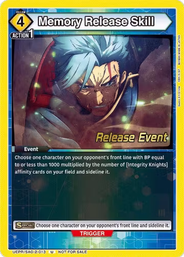 Memory Release Skill (UEPR/SAO-2-013), UEX06BT: Sword Art Online Vol.2 Release Event Cards — Union Arena card price