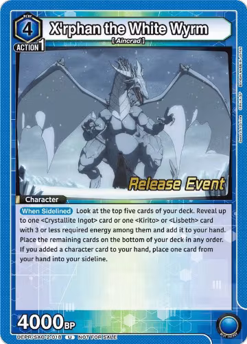 X'rphan the White Wyrm (UEPR/SAO-2-018), UEX06BT: Sword Art Online Vol.2 Release Event Cards — Union Arena card price