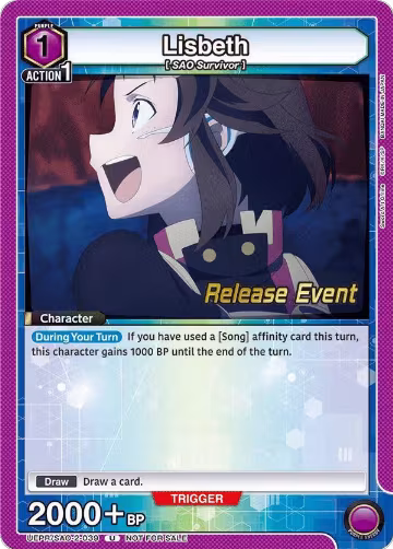 Lisbeth (039) (UEPR/SAO-2-039), UEX06BT: Sword Art Online Vol.2 Release Event Cards — Union Arena card price